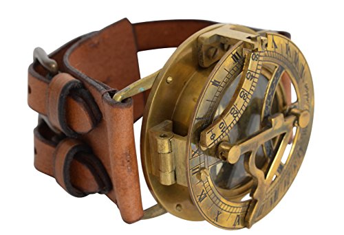 Gusti Steampunk Leder - Dennis Uhr Sonnenuhr Lederarmband Accessoires Herren Vintage Braun Leder  